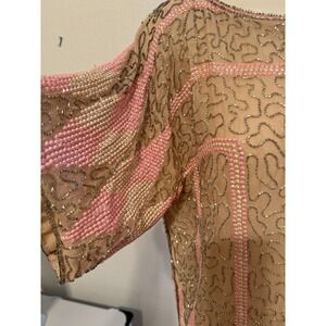 Beaded Pink and Nude Tunic Top